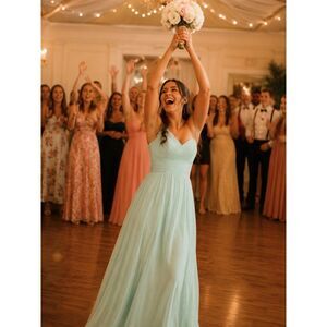 Mint Alfred Angelo One Shoulder Sweetheart Neckline Full length Gown 8 Wedding